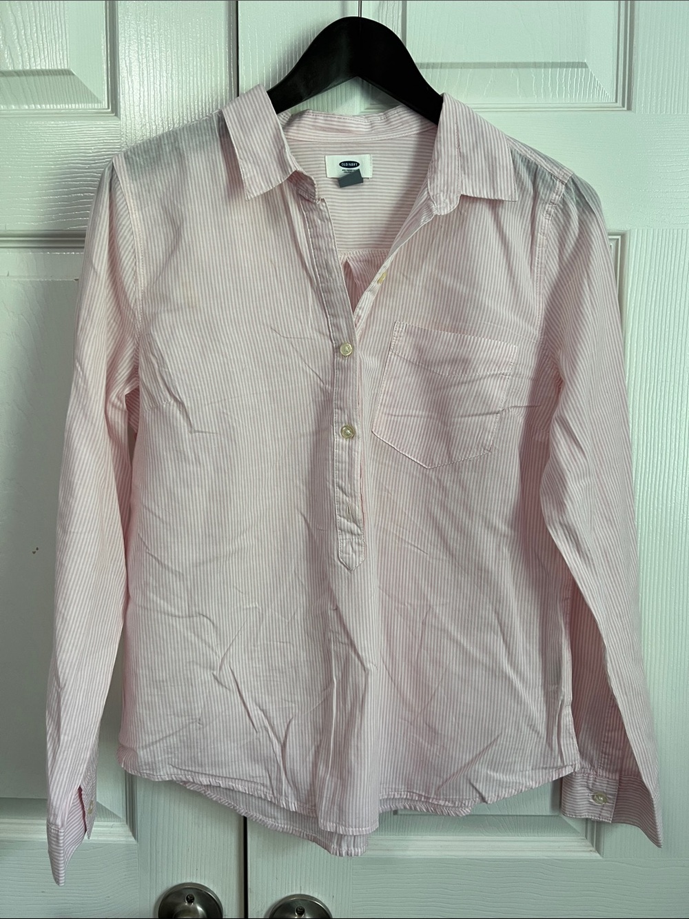Old Navy Light Pink Stripe Button-Front Women's Shirt